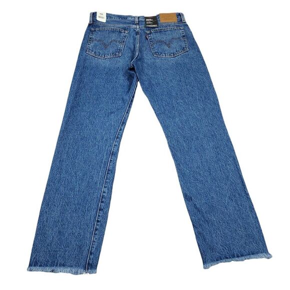 Levi's Premium Wedgie Straight Jeans Distressed Ripped Destroyed Blue Size 28x28 - Picture 3 of 12